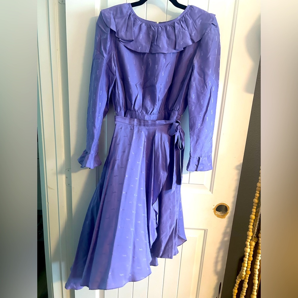 Vintage YSL Yves Saint Laurent Silk Dress w/ Removable Wrap Skirt, EUC - Picture 1 of 14